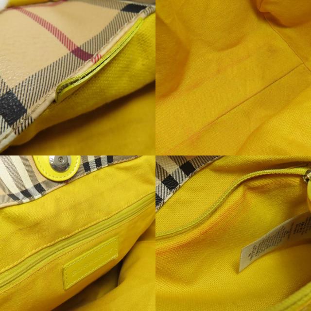 季節外れ得々セール ＊ Burberry バーバリー イエロー ノヴァチェック BURBERRY バーバリー ノバチェック トートバッグ PVC レディース