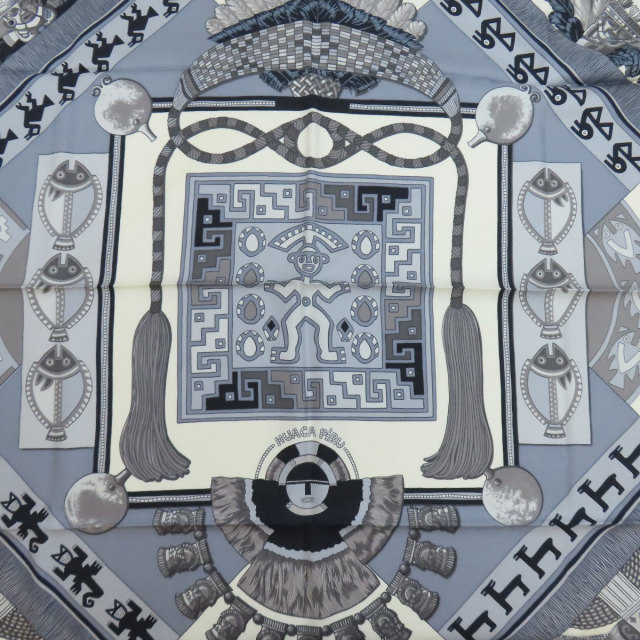 HERMES エルメス カレ90 神聖なるペルー スカーフ シルク レディース 