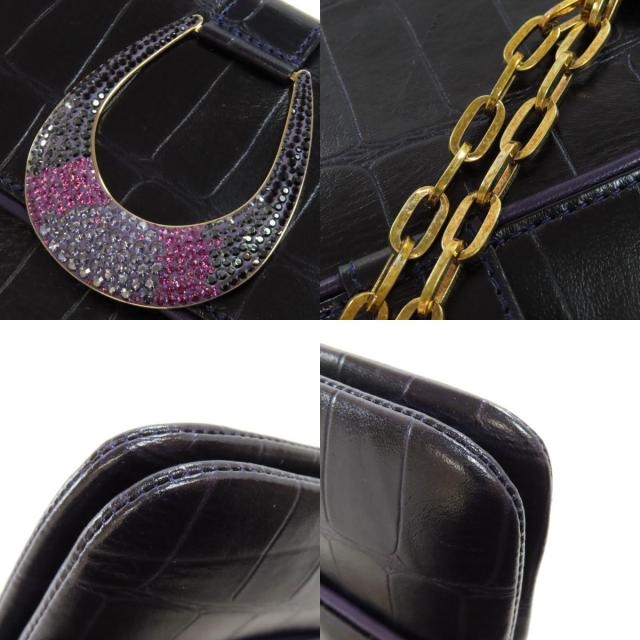SWAROVSKI スワロフスキー チェーンショルダー ラインストーン 型押