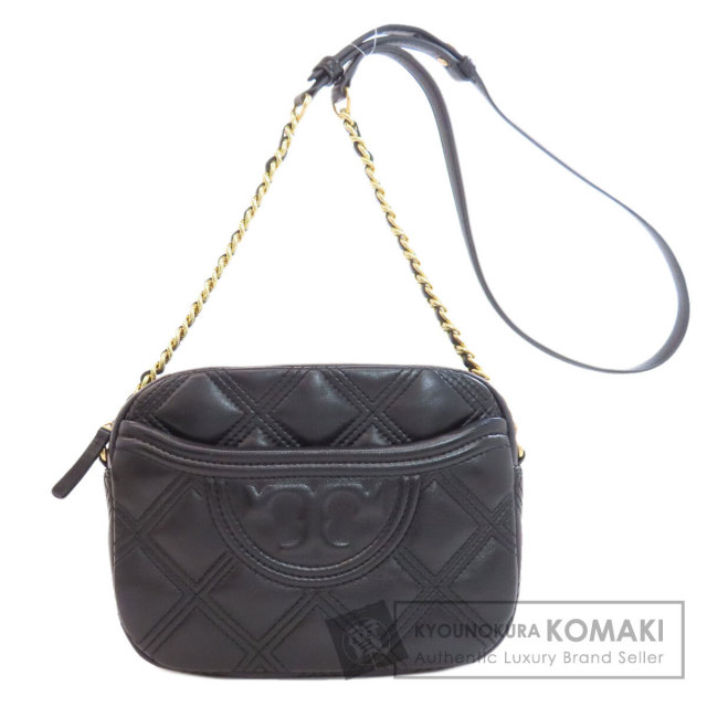極美品 TORY BURCH ショルダーバッグ エンボスロゴ レザー 黒 超美品】TORY BURCHレザーショルダーロゴバッグ 黒 エンボス