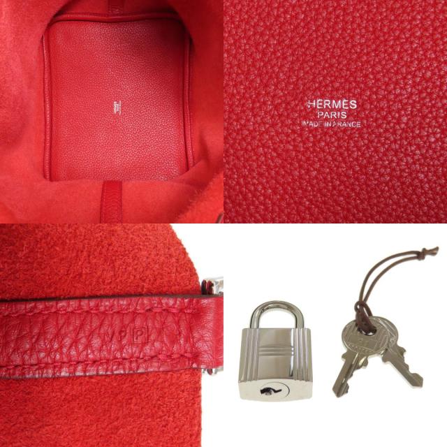 エルメス ハンドバッグ ピコタンロックMM ルージュカザック シルバー金具