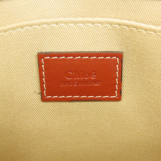 CHLOE クロエ ウッディ スモール ハンドバッグ リネン/レザー