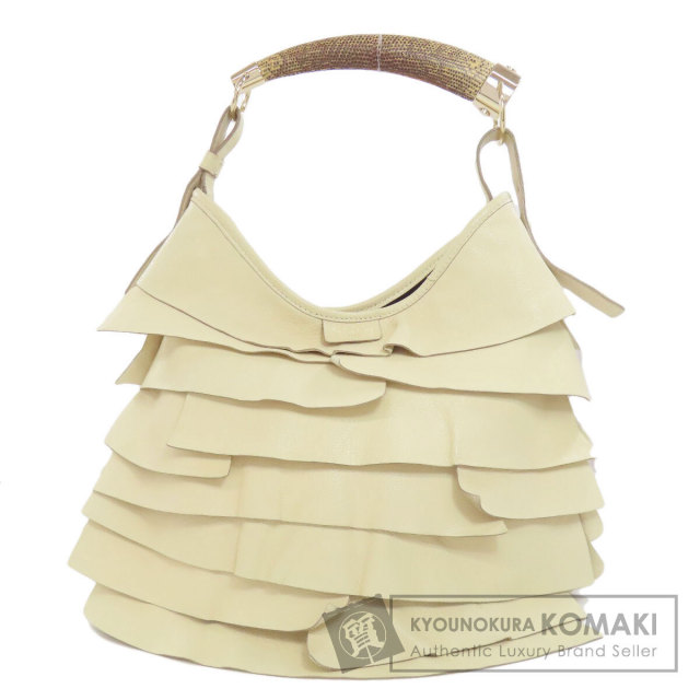 YVES SAINT LAURENT イヴ・サンローラン フリル ハンドバッグ レザー  