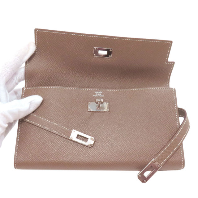 HERMES エルメス ケリーウォレット エトープ シルバー金具 長財布 
