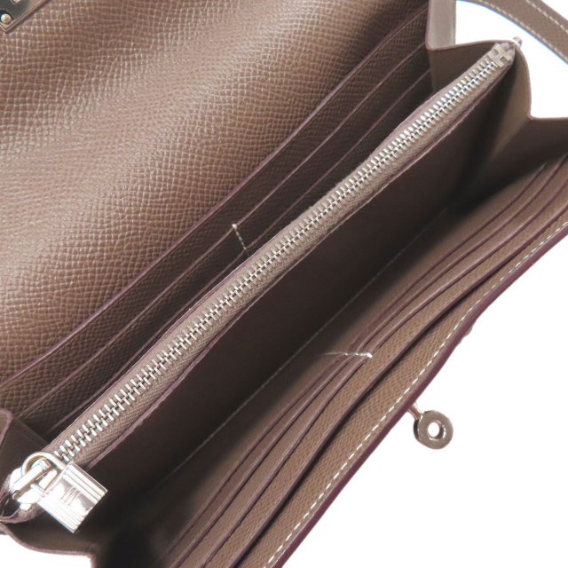 HERMES エルメス ケリーウォレット エトープ シルバー金具 長財布 