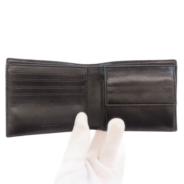 タイムセール バレンシアガ 594315 財布 二つ折り財布 レザー ブラック BALENCIAGA バレンシアガ メンズ二つ折り財布 594315 2AA3B