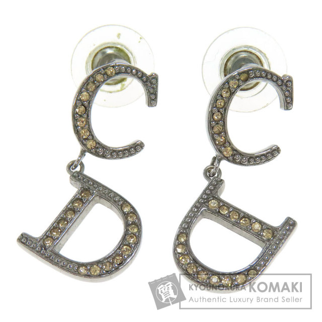 ✨希少 極美品✨ クリスチャンディオール リボン ストーン フープ ロゴ ピアス CHRISTIAN DIOR クリスチャンディオール CDロゴ ラインストーン