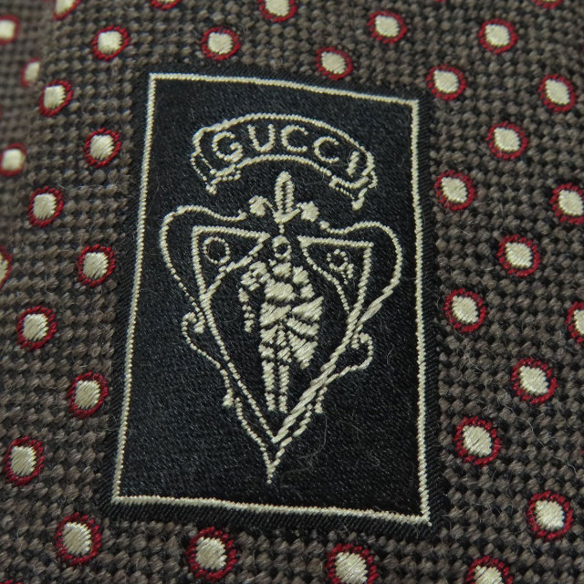 GUCCI グッチ ロゴ ドット柄 ネクタイ ウール/シルク メンズ [中古  
