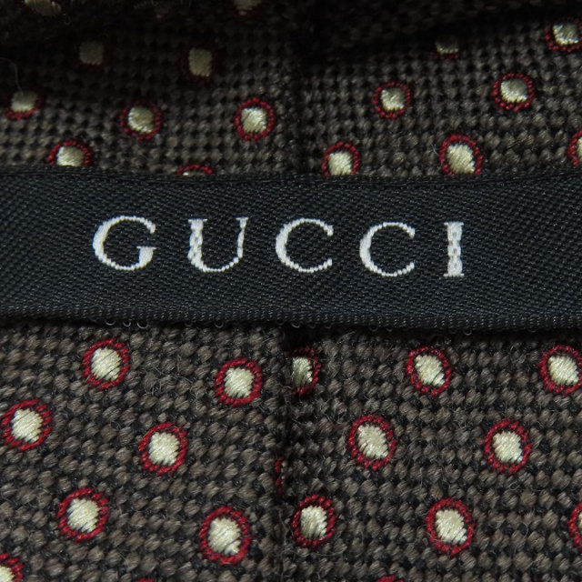 GUCCI グッチ ロゴ ドット柄 ネクタイ ウール/シルク メンズ [中古  