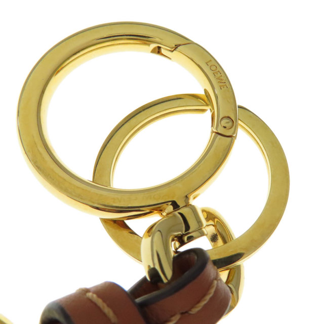 ☆ロエベ☆ LOEWE キーホルダー チャーム アナグラム カーフ ブラウン  