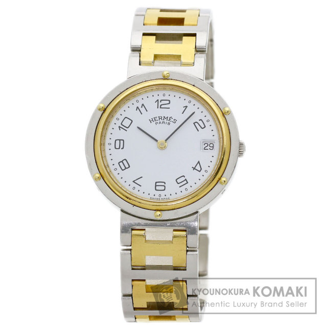 HERMES エルメス クリッパー 旧ベルト 腕時計 ステンレススチール