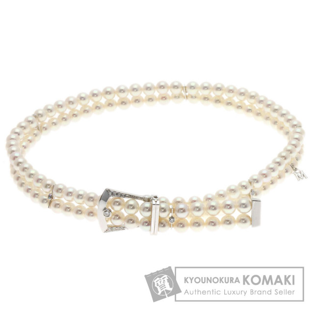 MIKIMOTO ミキモト ベビーパール 真珠 2連 チョーカー ダイヤモンド 