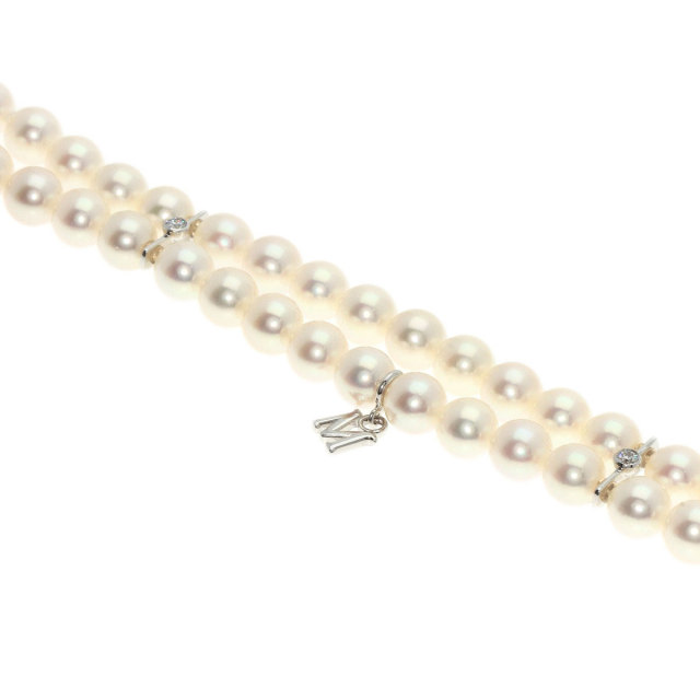 MIKIMOTO ミキモト ベビーパール 真珠 2連 チョーカー ダイヤモンド 