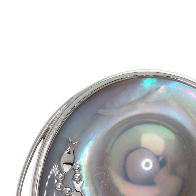 タサキ ブローチ マベパール 真珠 海モチーフ カラーストーン