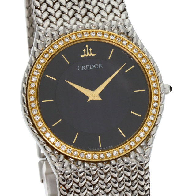 SEIKO クレドール 18KT ダイヤベゼル メンズ 腕時計8N70-6140 SEIKO セイコー 8N70-6140 クレドール ダイヤモンドベゼル
