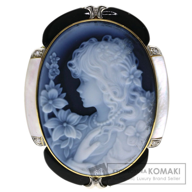 セレクトジュエリー ブローチ ストーンカメオ シェル ダイヤモンド