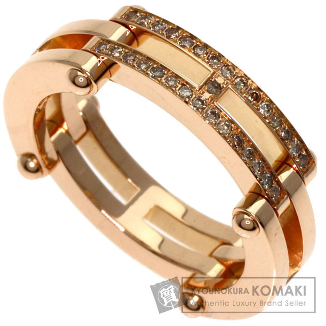 HERMES エルメス Hロゴ ダイヤモンド #52 リング・指輪 K18ピンク