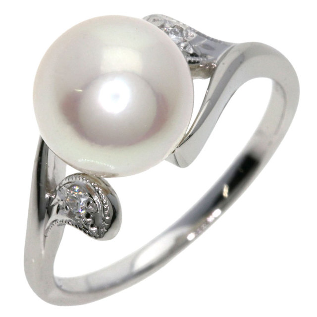 ミキモト Pt パール ダイヤ リング 定価51万 MIKIMOTO ミキモト 
