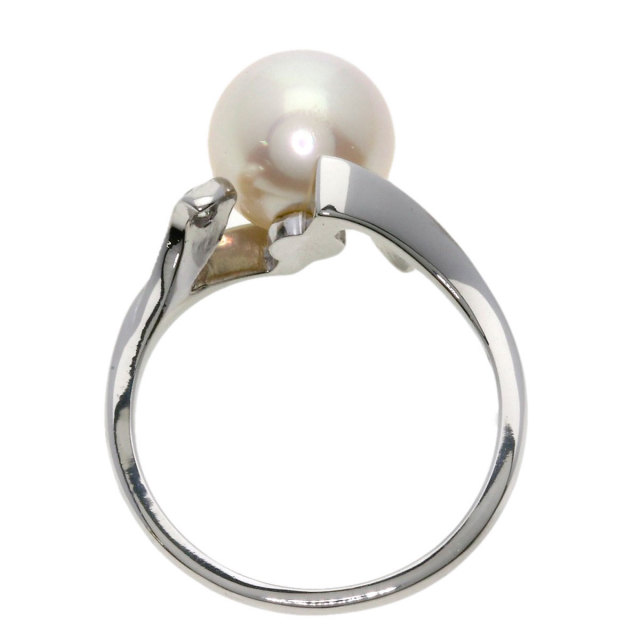 MIKIMOTO ミキモト リーフ パール 真珠 2P ダイヤモンド リング