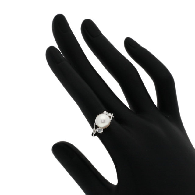 MIKIMOTO ミキモト リーフ パール 真珠 2P ダイヤモンド リング・指輪  