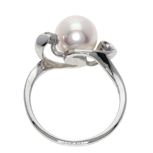 MIKIMOTO ミキモト アコヤパール 真珠 2P ダイヤモンド リング・指輪  