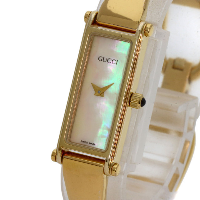 GUCCI グッチ スクエアフェイス バングル 腕時計 GP/GP レディース