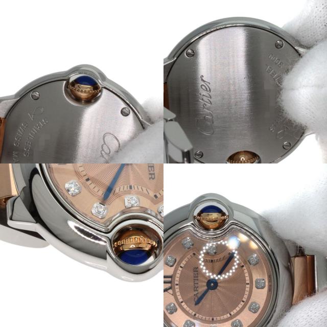 CARTIER カルティエ WE902052 バロンブルー28 11P ダイヤモンド 腕時計 SS SSxK18PG レディース [中古] CARTIER カルティエ WE902052 バロンブルー28 11P ダイヤモンド 腕時計