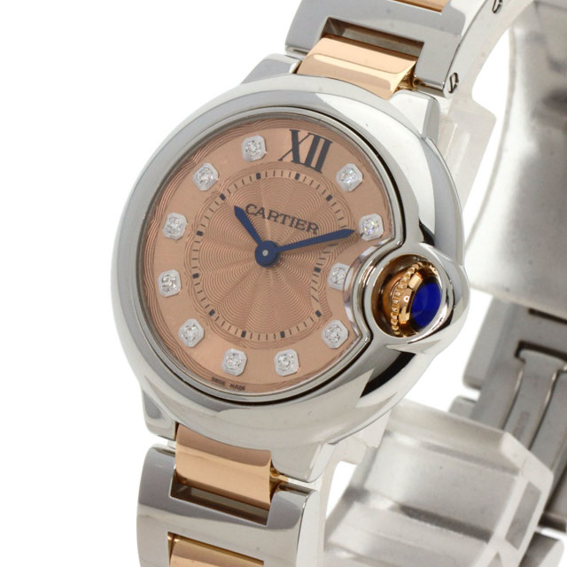CARTIER カルティエ WE902052 バロンブルー28 11P ダイヤモンド 腕時計
