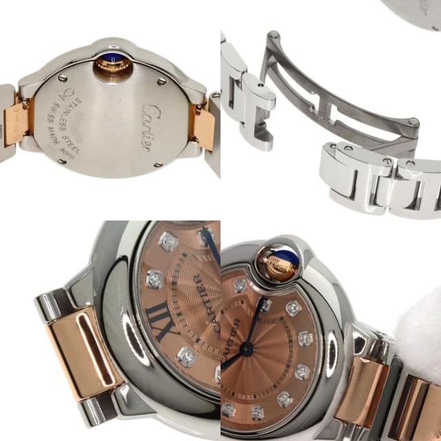 CARTIER カルティエ WE902052 バロンブルー28 11P ダイヤモンド 腕時計 SS SSxK18PG レディース [中古] CARTIER カルティエ WE902052 バロンブルー28 11P ダイヤモンド 腕時計