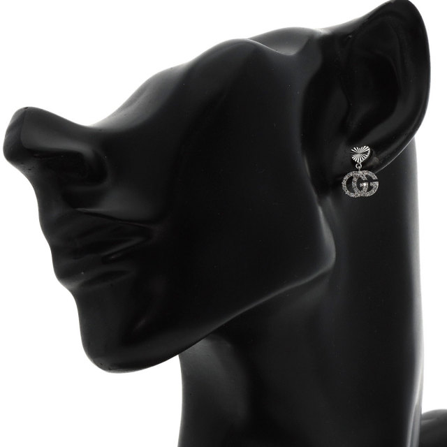 GUCCI グッチ ダブルG ダイヤモンド ハート ピアス K18ホワイト  
