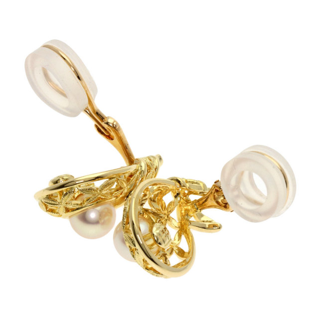 MIKIMOTO ミキモト アコヤパール 真珠 イヤリング K18イエロー