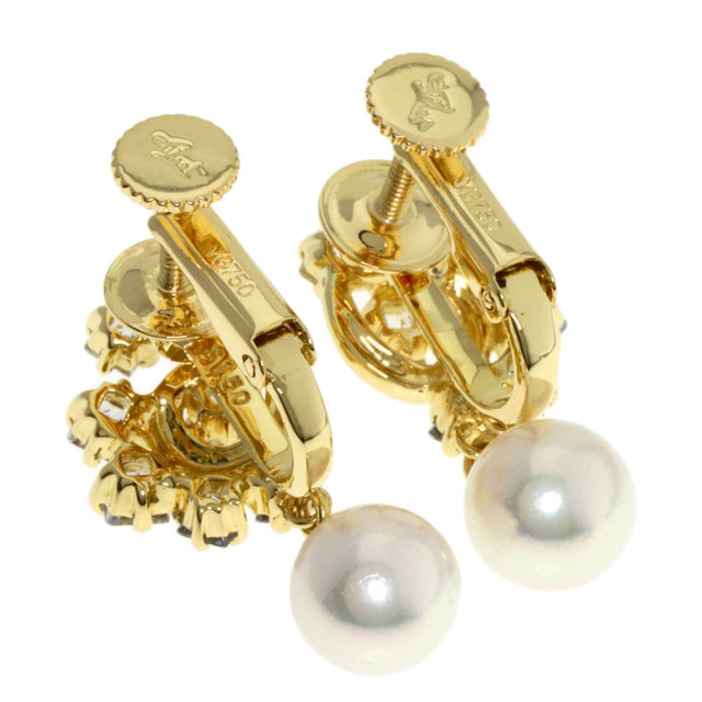 Jeunet ジュネ パール 真珠 サファイア イヤリング K18イエロー  