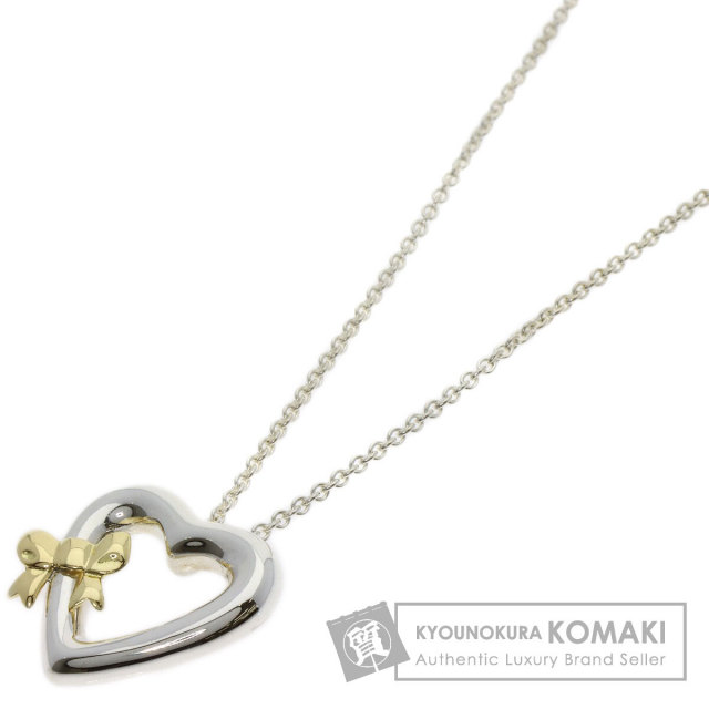 TIFFANY&Co. ティファニー ハートリボン ネックレス シルバー/K18YG
