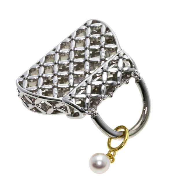 【極美品】MIKIMOTO　パーティーバッグ　真珠　パール　シルバー MIKIMOTO ミキモト バッグモチーフ パール 真珠 ペンダント