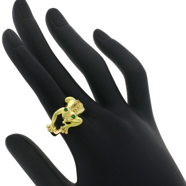 0.12ct カエル エメラルド ダイヤモンド リング・指輪 K18