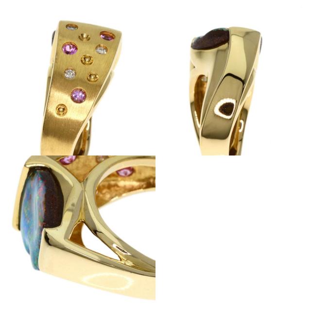 【好評にて期間延長】 4.71ct オパール K18イエロー リング・指輪 ダイヤモンド アクセサリー