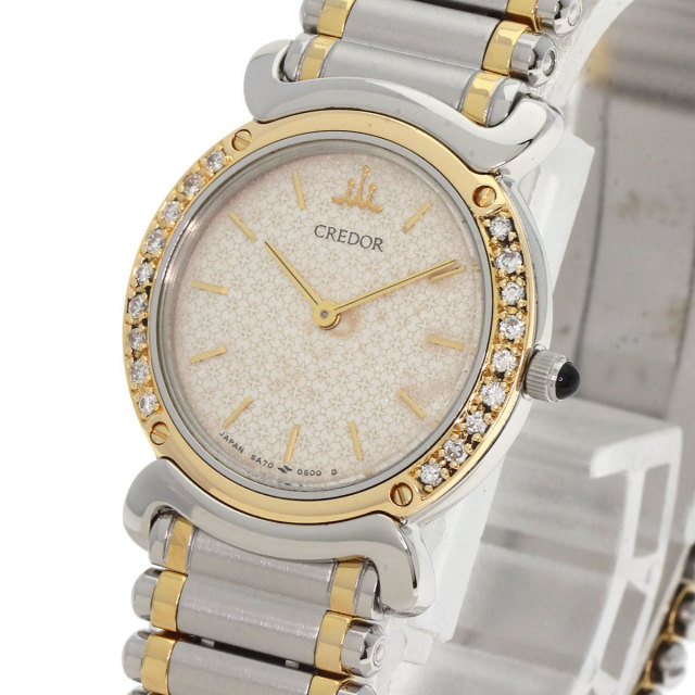 SEIKO セイコー 5A70-0210 クレドール ベゼル ダイヤモンド