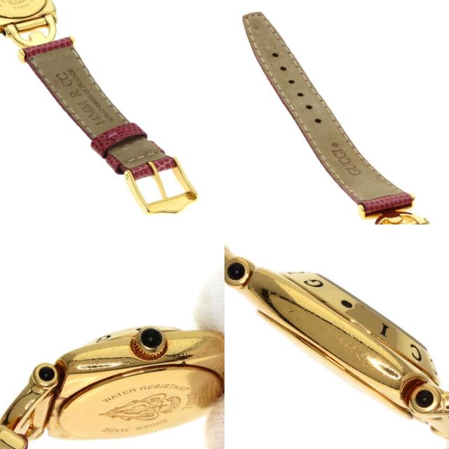 GUCCI グッチ 6300L ロゴ 腕時計 GP/革 レディース [中古