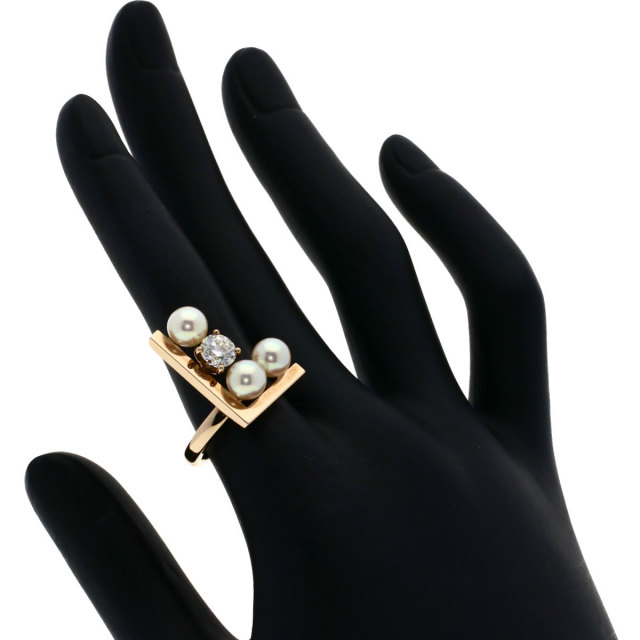 TASAKIタサキ　バランスネオリング　10号　アコヤ真珠パール　Ꮶ18ゴールド TASAKI タサキ バランスノート アコヤパール 真珠 ダイヤモンド リング