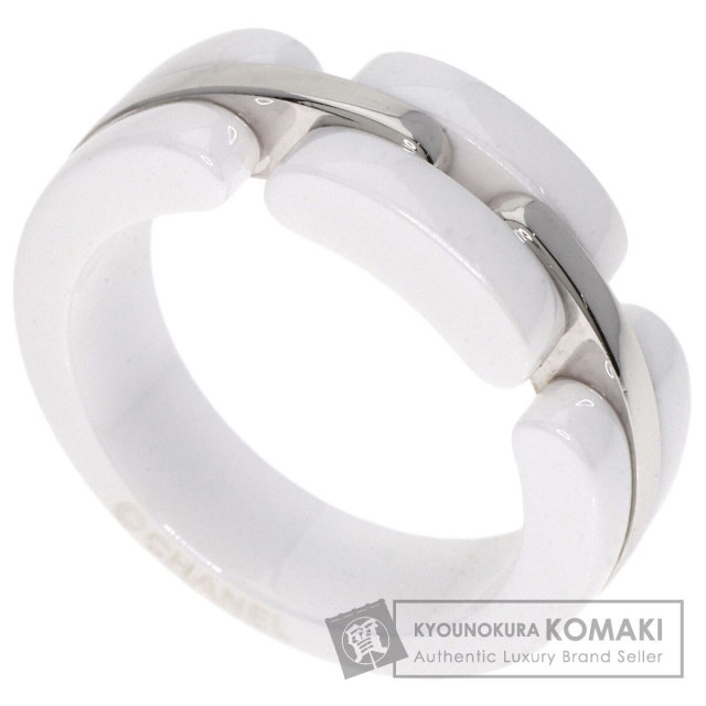 美品✨CHANEL シャネル ホワイトアクリル&ゴールドゴロリング 指輪 CHANEL シャネル 750 18金ホワイトゴールド ウルトラ