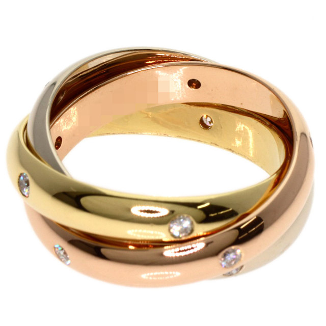 Cartier　トリニティリング　K18スリーゴールド　51　　中古品 CARTIER カルティエ トリニティ 15P ダイヤモンド #51 リング