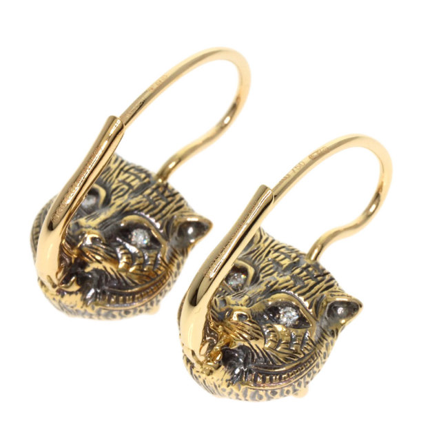 美品✨　グッチ　ピアス　キャット　アニマル　クリスタル　GG　インターロッキング 美品✨ グッチ ピアス キャット アニマル クリスタル GG インター