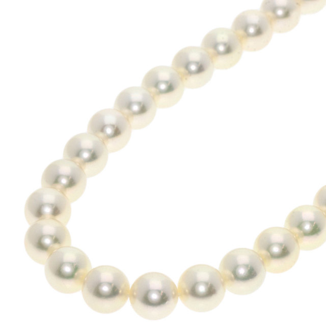 【現行】ミキモト　アコヤ　本真珠　パール　ネックレス　Mチャーム 美品☆糸替え済】MIKIMOTO パールネックレス あこや真珠 Mチャーム付