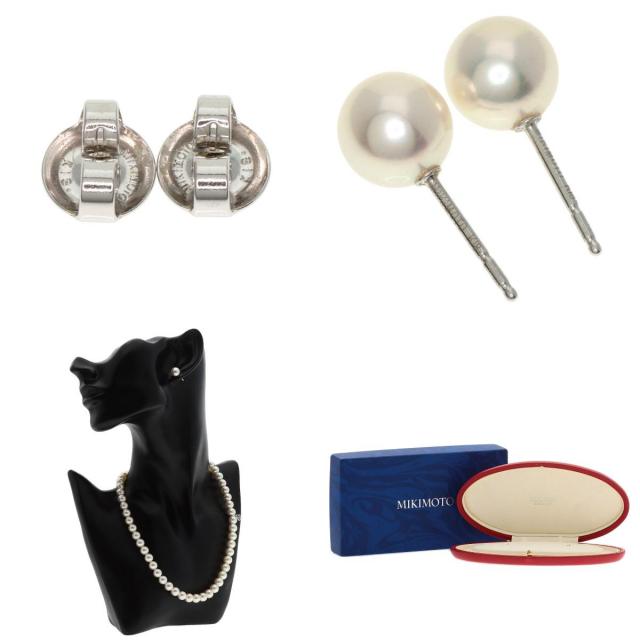 MIKIMOTO ミキモト パール ネックレス＆イヤリング　Mチャーム付 MIKIMOTO ミキモト パール 真珠 Mチャーム付き イヤリング 2点