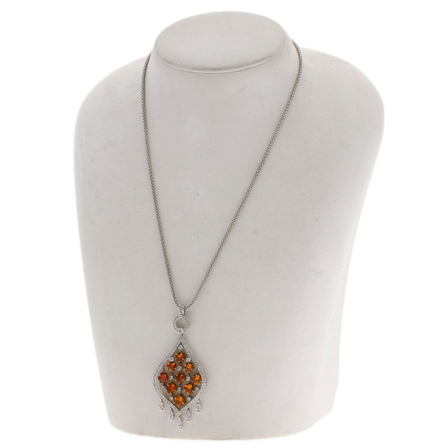 5.18ct オレンジサファイア ダイヤモンド ネックレス K18ホワイト