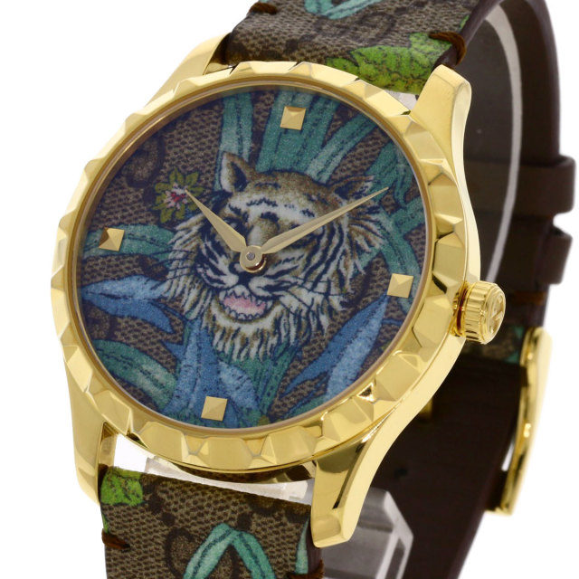 GUCCI ライオンモチーフ 時計 GUCCI グッチ YA1264187 Gタイムレス タイガーモチーフ 腕時計
