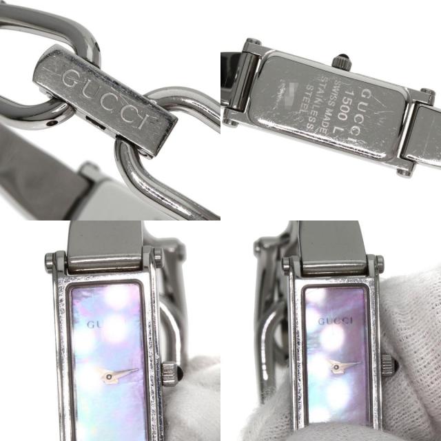 グッチ GUCCI 1500 スクエア バングルウォッチ シェル 腕時計 576 GUCCI グッチ 1500L スクエアフェイス バングル ピンクシェル