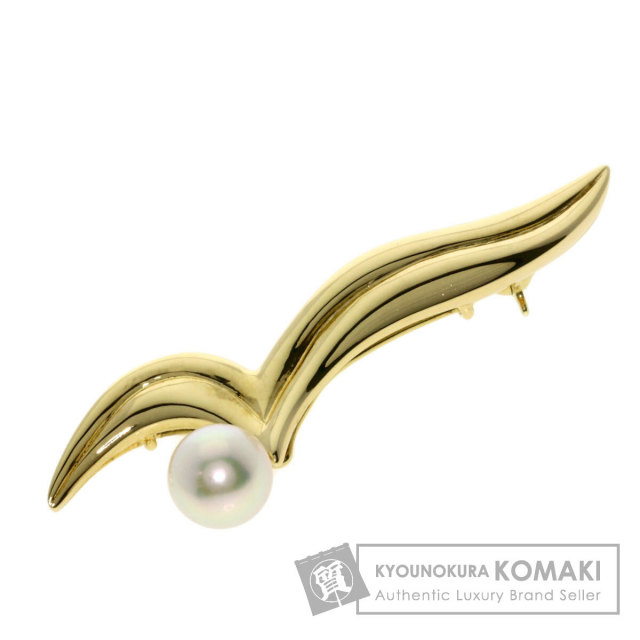MIKIMOTO ミキモト パール 真珠 ブローチ K14イエローゴールド