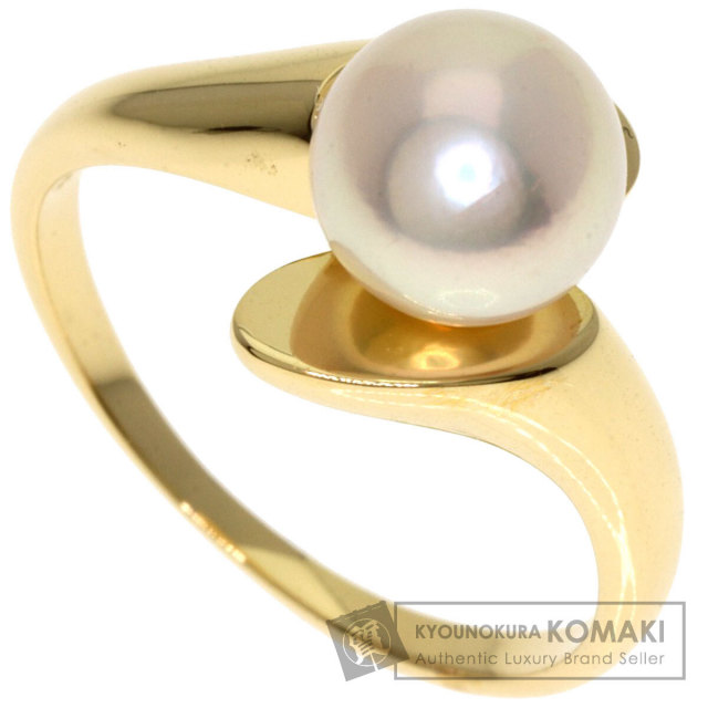 Mikimoto 真珠付きゴールドリング MIKIMOTO ミキモト リング 指輪 9号 18金 K18イエローゴールド