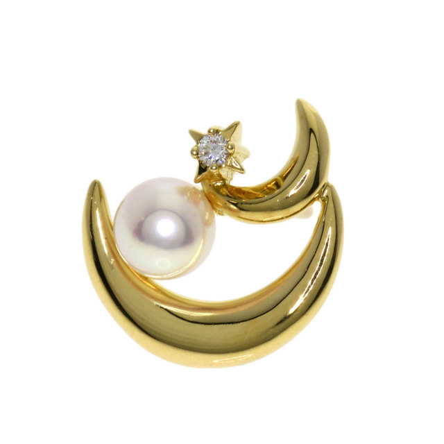 MIKIMOTO ミキモト パール ダイヤモンド ピンブローチ ブローチ K18